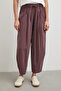 Lace-Up Elastic Waist Pleated Trousers Plum - 5