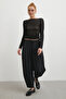 Lace-Up Elastic Waist Pleated Trousers Black - 3