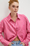 Striped poplin shirt pink