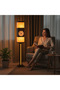 Wooden Floor Lamp with Analog Clock & Custom Name Engraving - 2