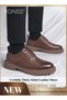 Men Stylish Leather Shoes, Lace Up Lug Sole Derbys, Classic Premium Business Flats with Non-Slip Sol - 6