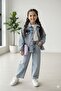 My Little One's Skin-Friendly Stone Detailed Girls' Jacket 2-Piece Set - Light Blue