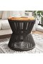 Coffee Table with Wire Base Black Ø 45x44 cm Solid Wood Acacia