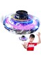 UFO Hand Controlled Mini Drone LED flying fidget spinner with 360° rotation. USB rechargeable toy.