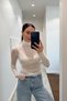 Women's Ecru Cashmere Turtleneck Blouse