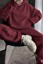 Women's Burgundy Hooded Tracksuit Suit - 2