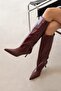 Penka Women's Wrinkled Leather Boots Claret Red