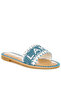 Women Beaded Lake Como Flat Slip Ons in Blue