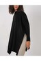 15783 Slit Poncho Sweater - Black - 4