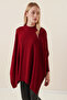 15783 Slit Poncho Sweater - Claret Red - 3