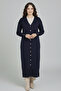 Mercerized Long Cardigan N3250 Navy Blue - 2