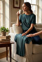 Women's Knitted Short Sleeve Round Neck T-Shirt - 2