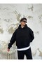 Siyah Oversize Basic Hoodie - 4