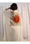 MONK BOHEMIAN STYLE WOOD PRINTED LINEN KIMONO - 4