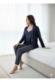Women's Velvet Triple Robe Striped Pajama Set - 3