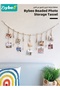 Wall Hanging Picture Organizer, Hanging Photo Display, Boho Wooden Bead Garland Photo with 18 Clips, - 2