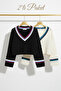 Women's V-Neck Hair Knit Crop Sweater 2-Piece Advantage Pack