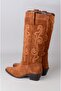 Seç 1711 Genuine Leather Western Women's Boots (Heel Height: 5.5 cm) Tan Suede - 5