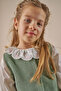 Heart Pocket Detailed Corduroy 3-Piece Girls' Top and Bottom Set Green - 3