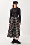 Checkered Flared Woven Skirt Lxa0032 Anthracite Vison - 2