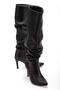 SYT-2003 Black Bellows Slim Heel Casual Boots - 4
