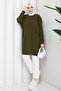 Women's Knitted Diamond Patterned Knitwear Tunic - 3