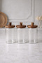 3-Piece Vacuum Acacia Lid Glass Jar Set - Storage Jar with Natural Acacia Lid - 3