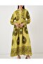 2423 Authentic Patterned Hijab Dress - Oil Green 2 - 4