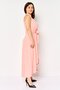 Women Solid Sleeveless Belted Midi Dress, Peach - 3