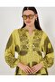 2423 Authentic Patterned Hijab Dress - Oil Green 2 - 5