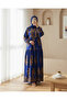 Cobalt Blue Gold Patterned Hijab Dress 2423 - 2