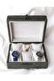Handmade 6-Piece Premium Watch Box, Green Nubuck Fabric Covered, Special Design, Accessory Organizer - 2