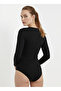Women's V-Neck Buttoned Black Blouse – Long Sleeve Stylish Design - 5