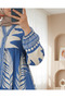 2423 Authentic Patterned Hijab Dress - H. Indigo - 2