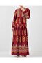 2423 Authentic Patterned Hijab Dress - F.Burgundy - 5