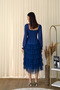 Sweetheart Neckline Chiffon Sleeves Tulle Skirt Midi Evening Dress - 7