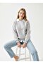 Women's Floral Tulle Detailed Embroidered Shirt Collar Three Thread Thick Sh Fleece-Lined O Oversized Sweatshirt Tunic - 4