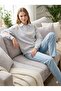 Women's Floral Tulle Detailed Embroidered Shirt Collar Three Thread Thick Sh Fleece-Lined O Oversized Sweatshirt Tunic - 3