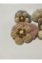 Plush Hair Clip Set of 4 with Flower Figure for Gathering Hair 4 Colors Gray Cream Burgundy Brown - 4