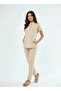 Nova - Beige Straight-Leg Women’s Stretch Fabric Mandarin Collar Half-Button Snap Stretchy Nurse and Doctor Uniform