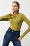 Women's Anthracite Cream White Oil Green Navy Blue 5-Piece Finger Detailed Bodysuit - 5