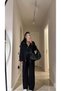 Women's Vest and Trousers Set Long Sleeve Elastic Waist Zippered Vest Chic Top and Bottom Set - 4
