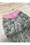 Camouflage Patterned Pink Ribbed Tracksuit Set - 2