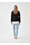 Women's Floral Tulle Detailed Embroidered Shirt Collar Three Thread Thick Sh Fleece-Lined O Oversized Sweatshirt Tunic - 3