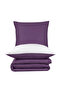 Satin 100% Cotton Single Duvet Cover Set Solid Color Purple - Cream - 4