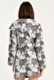Women's Smoked Hooded Long Sleeve Jacquard Interlock Dressing Gown C9T1N0105 - 4