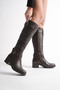 Women's Genuine Leather Bellows Adjustable Buckle Boots - Brown - 2