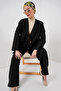 Linen Kimono Black Women's Top and Bottom Set 6727 - 3