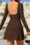 Wide Neckline Long Sleeve Mini Dress with Shorts Jt9040 - 2