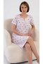Women's Short Sleeve Pink Nightgown 100% Cotton C0T8N7O161 - 4